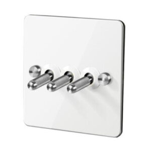 Detailed - White with Silver Toggle - 3 lever