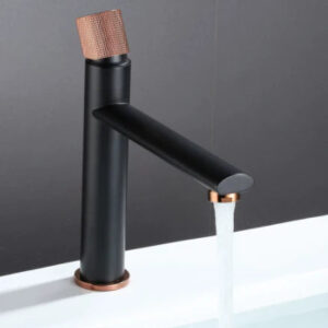Short Black and Rose Gold Basin Mixer #20122