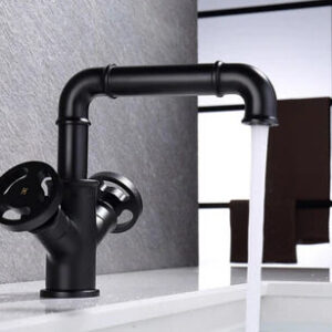 Steampunk Matt Black Basin Mixer #20123
