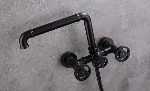 Matt Black Steampunk Bath Mixer #20116 - Image 4