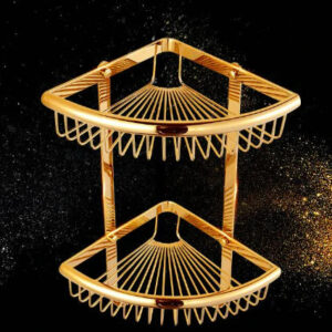 Shiny Gold Corner Storage Basket #20235