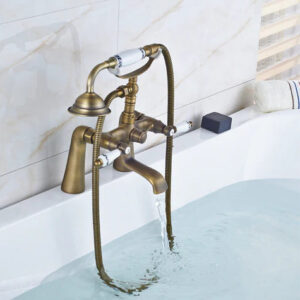 Brass Bath Mixer Ceramic Handles & Telephone Hand Shower #201744