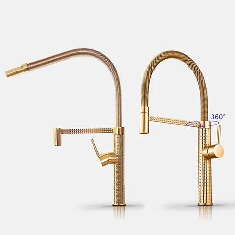 Polished Gold Spring Kitchen Mixer #202438 - Image 4