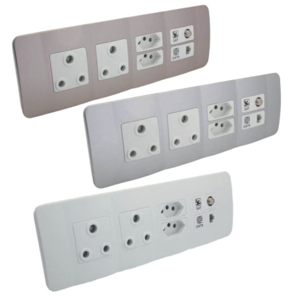 Omni Cluster - Double RSA Sockets - Single V-Slim - Single Satellite Outlet - CAT. 6 Data