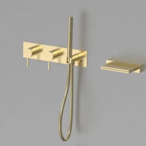 Brushed Gold Modern Bath Mixer With Hand Shower #20126