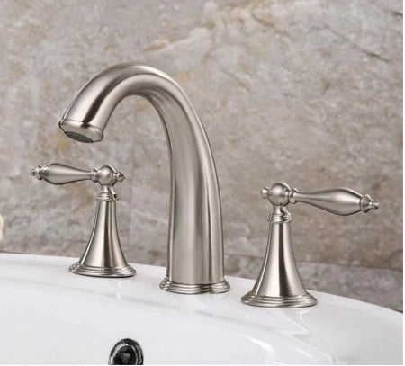 Brushed Nickel Antique Lever Handle 3 Hole Mixer #201786