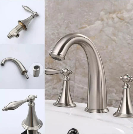 Brushed Nickel Antique Lever Handle 3 Hole Mixer #201786 - Image 4