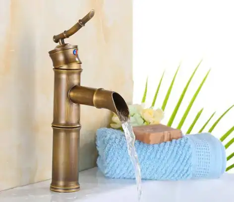 Single Handle Bamboo Shaped Mixer - Brass #201818