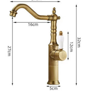 Brass Tall Basin Mixer with Ceramic Handle #202442
