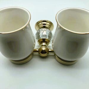 Gold Crystal Double Toothbrush Holder #20252