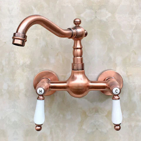 Copper Wall Mount Basin Mixer #201711 - Image 3