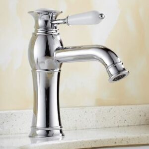 Chrome Single Handle Basin Mixer with Ceramic Handle #201755