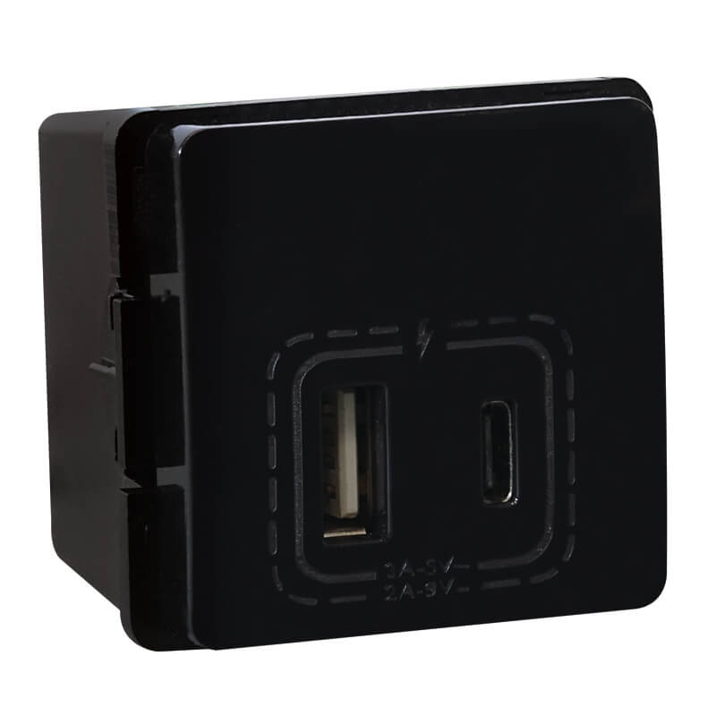 18W Combined USB-A & USB-C Socket Outlet -White/Black - Image 2