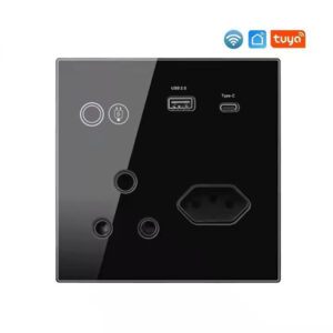 WIFI 4x4 SA Power Plug -  16A USB-C Socket - Type M Works with Energy Metering - Black